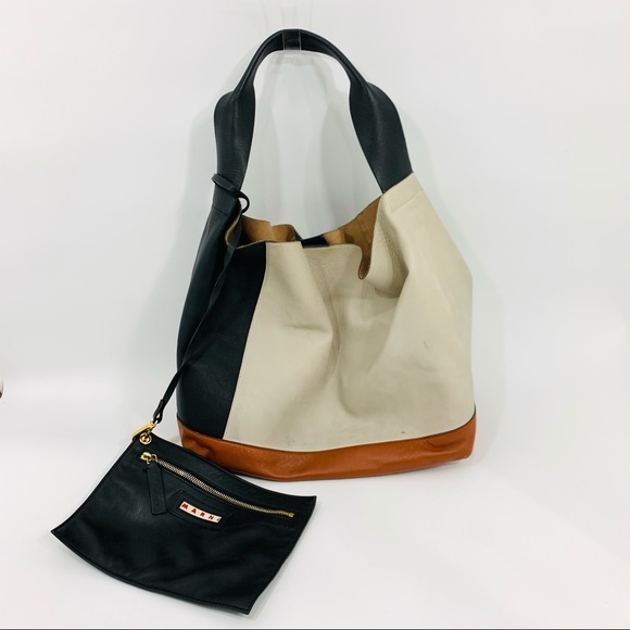Marni Handbags - Marni Lambskin Colorblock Pod Hobo Bag w/
